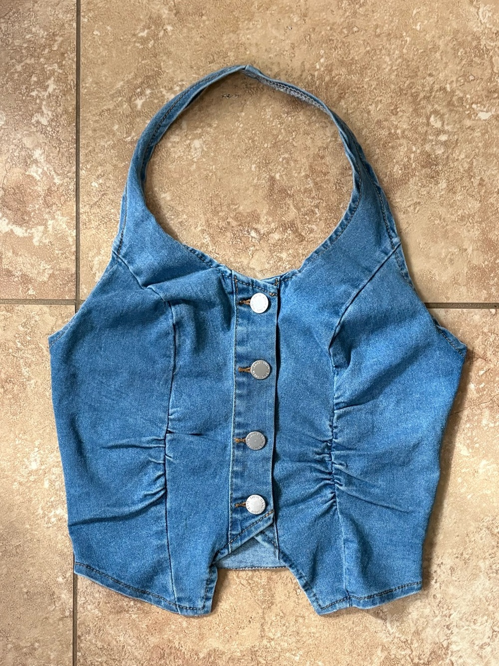 Like New Denim Halter One-Piece Womens in size S - Blue Western style top